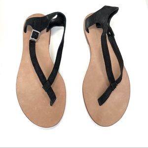 Cornetti Italian Leather Thong Sandals Black Size 38 EU